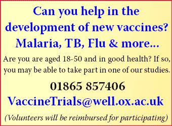 Daily Info, Oxford: Volunteers sought to help develop new vaccines