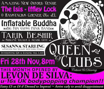 Daily Info, Oxford: Queen of Clubs Cabaret @ the Isis, Fri Nov 28
