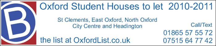 Oxford Student Houses to let 2010-2011