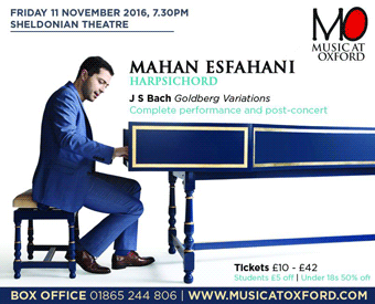 Music at Oxford: Harpichordist Mahan Esfahani performs and discusses the Goldberg Variations