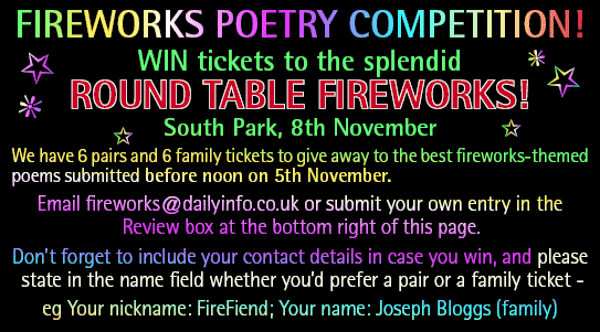 6 pairs and 6 family tickets to Round Table fireworks