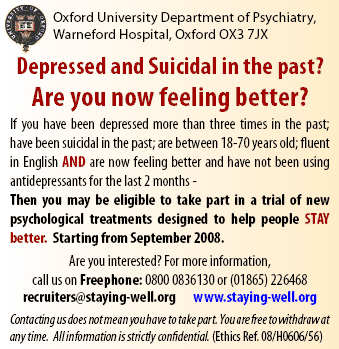Daily Info, Oxford Volunteers: Despressed in the past?