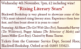 Blackwell's Presents: Rising Literary Stars! Catch them here first. Wed 4th Nov, 7pm