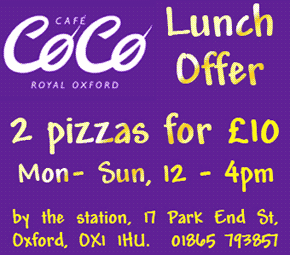 Oxford Food: 2 Pizzas for £10 at Café Coco!