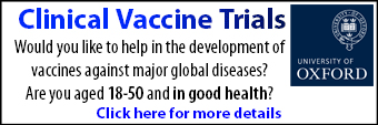 Clinical Vaccine trials require volunteers aged 18-55 in good health