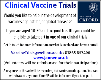 Clinical Vaccine trials require volunteers aged 18-55 in good health