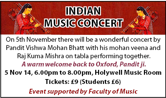Indian Music concert 5/11 Holywell Music Rooms