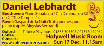 Coffee Concerts: Daniel Lebhardt plays Beethoven and Ravel, Sunday 17th December