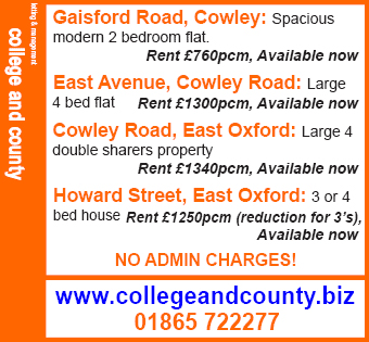 Properties to Let in East Oxford from College And County Letting Agents