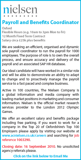 Nielsen hiring Payroll and Benefits Coordinator 25k