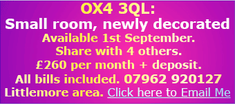 Small room to let, Littlemore area