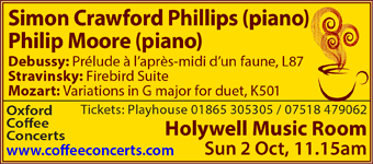 Coffee Concerts: Simon Crawford Phillips & Philip Moore (piano duet), 2nd October