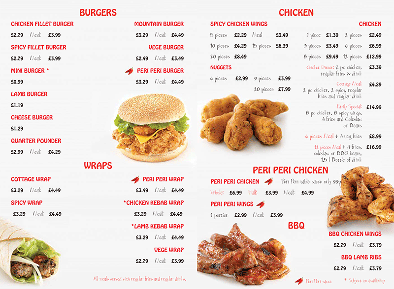 picture of Chicken Cottage menu, page 1
