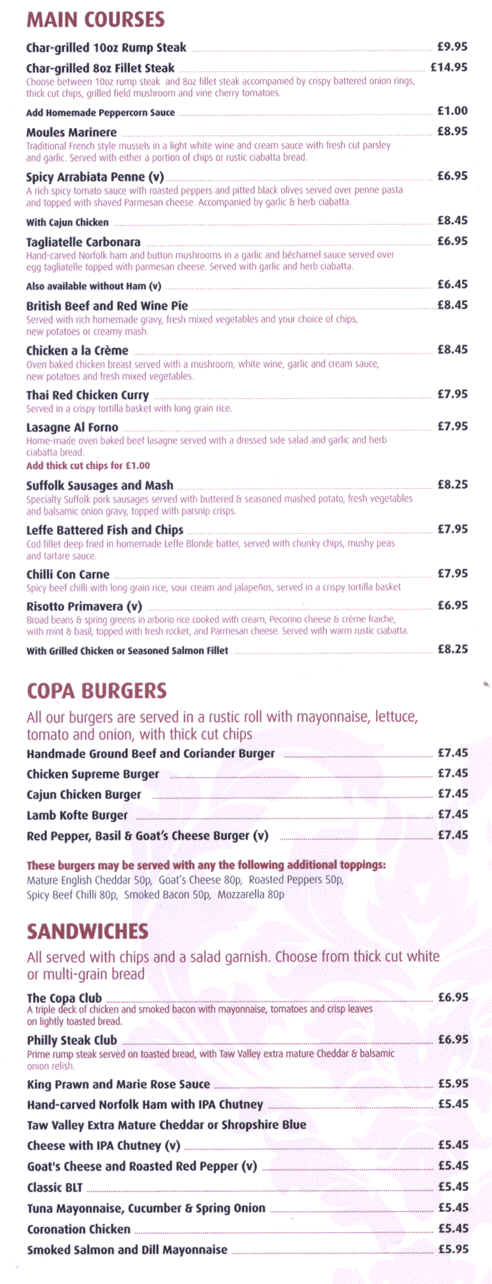 picture of Copa menu, page 2