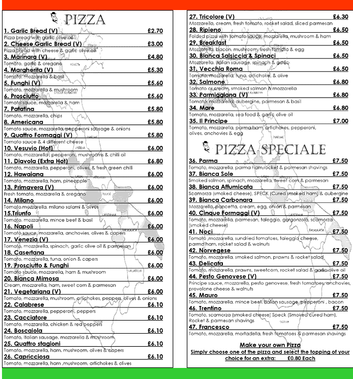 picture of Il Principe menu, page 1