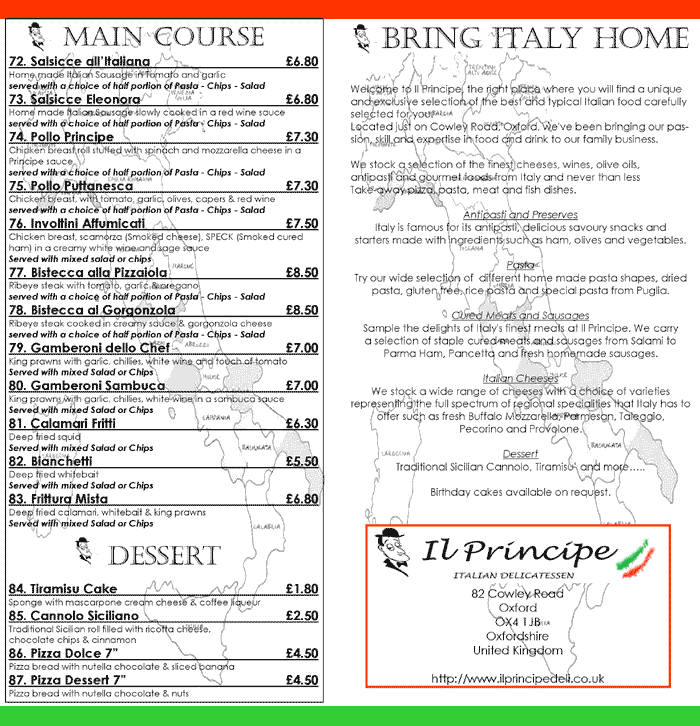 picture of Il Principe menu, page 2