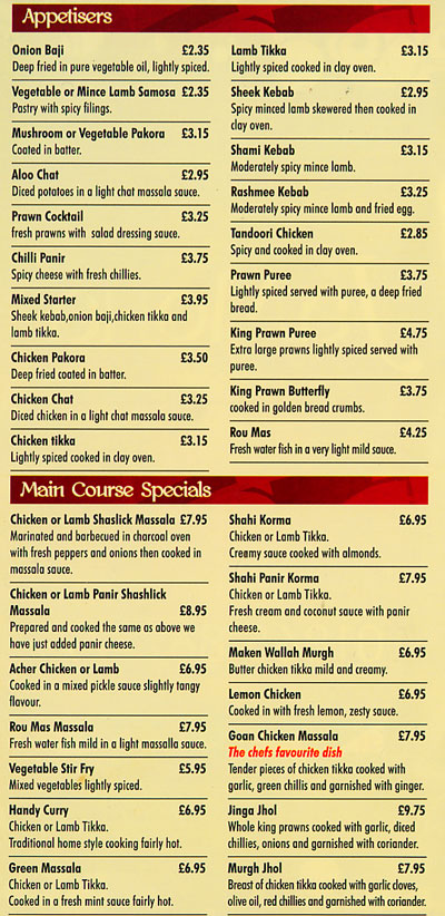 image of Jamona takeaway menu, page 1
