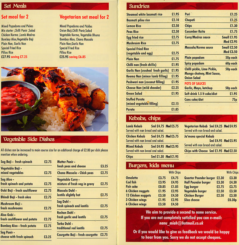 image of Jamona takeaway menu, page 3