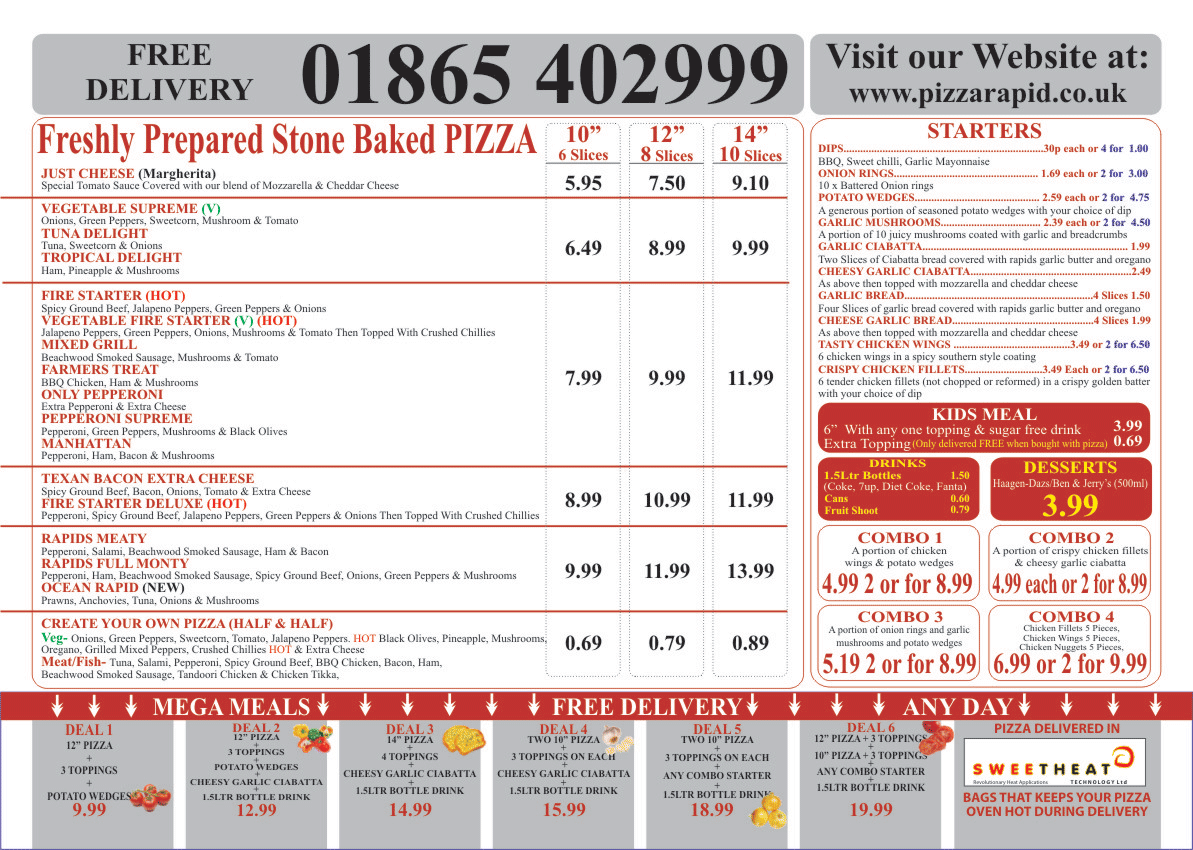 pizza rapid menu