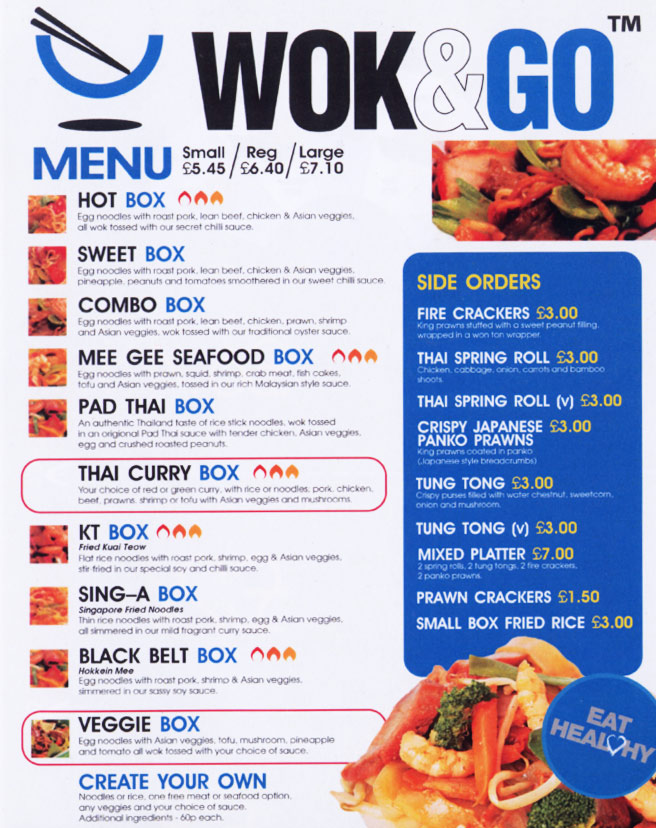 picture of Wok & Go menu, page 1