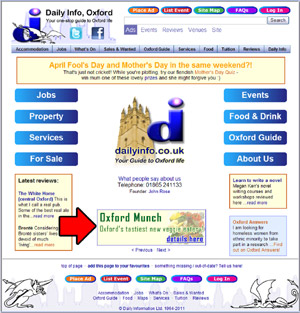 Where your ad appears on our homepage