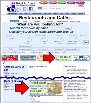 Where your ad appears in your venue's index