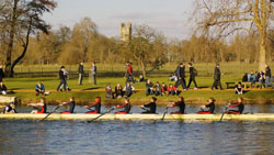 Female rowing team on the river, Oxford