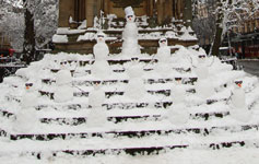 A frieze of snowmen; photographer Tom Merritt