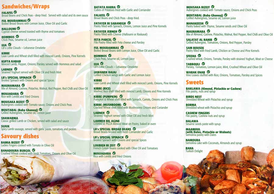 LB's menu