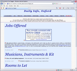 Screenshot of flagged ads list