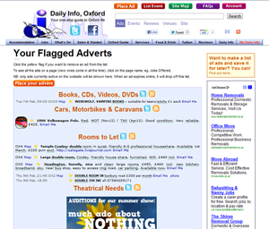 Screenshot of flagged ads list