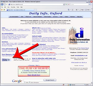 Where to find the log in button - click to enlarge
