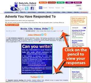 Screenshot of the responses page