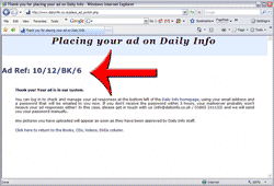 What the last page looks like when you place an ad