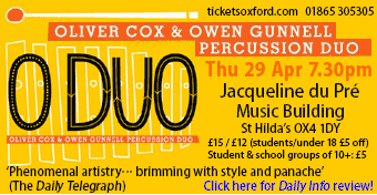ODUO  - Percussion Duo, Thu 29th April 2010