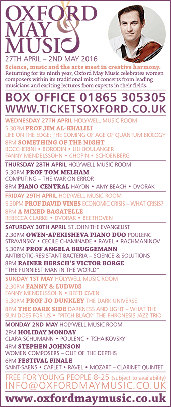 Oxford May Music Festival: 27th April - 2nd May - Music & Science Festival