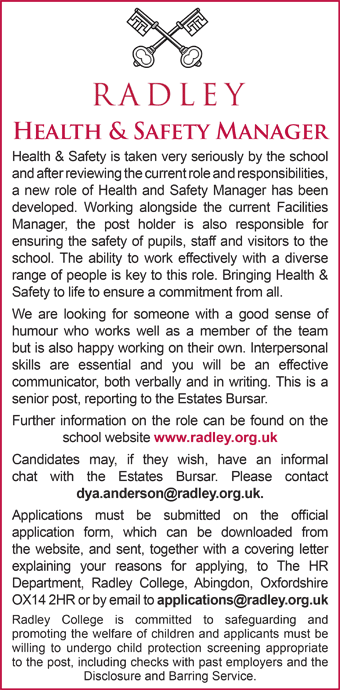 Radley College seek Health & Safety Manager