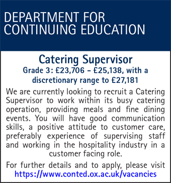 Department of Continuing Education seeks Catering Supervisor