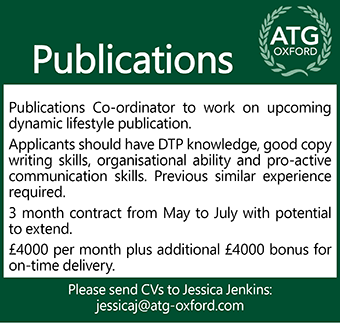 ATG Oxford are recruiting a Publications Coordinator for their operations team