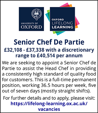 Continuing Education seeks Senior Chef de Partie