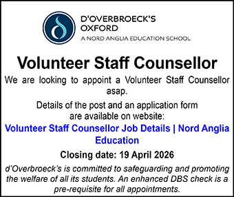 d&acirc;Overbroeck&acirc;s are looking to appoint a Volunteer Staff Counsellor