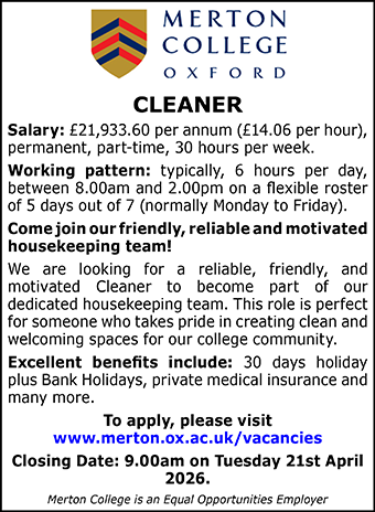 Merton College seek Cleaner