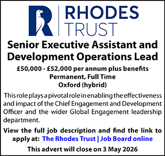 Rhodes House seeks a Senior Executive Assistant and Development Operations Lead 