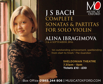 Alina Ibragimova, 3rd and 4th September, Sheldonian Theatre