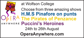 Opera Anywhere present a weekend of Opera at Wolfson College; 24th to 26th August
