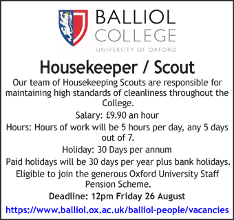 Balliol College seek a Housekeeper/Scout