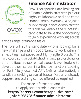 Evox Therapeutics seek a Finance Administrator