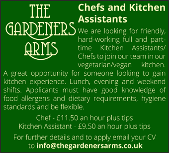 The Gardeners Arms seeks Chefs and Kitchen Assistants