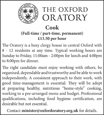 The Oxford Oratory seek a Cook
