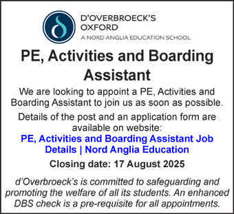 D'Overbroeck's seek a PE, Activities and Boarding Assistant